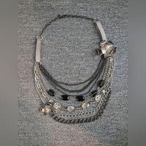 3/$15 | Mexx Multi-layer Chain Necklace with Beads, Flowers, Silver Toned